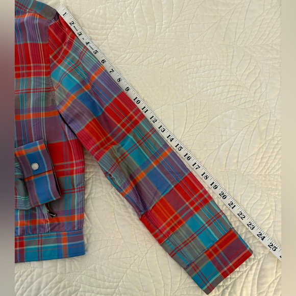 Ralph Lauren Sport Red and Blue Plaid Bomber Jacket 100% silk - Picture 7 of 10